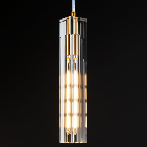 Mercer41 Naftuli 1 Light Gold Simple Pendant Ceiling Hanging Adjustable Crystal Pendant Lights